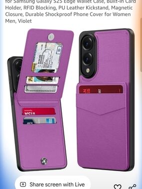 2 Samsung Violet And Yellow PU Leather Wallet Case with Card Slots